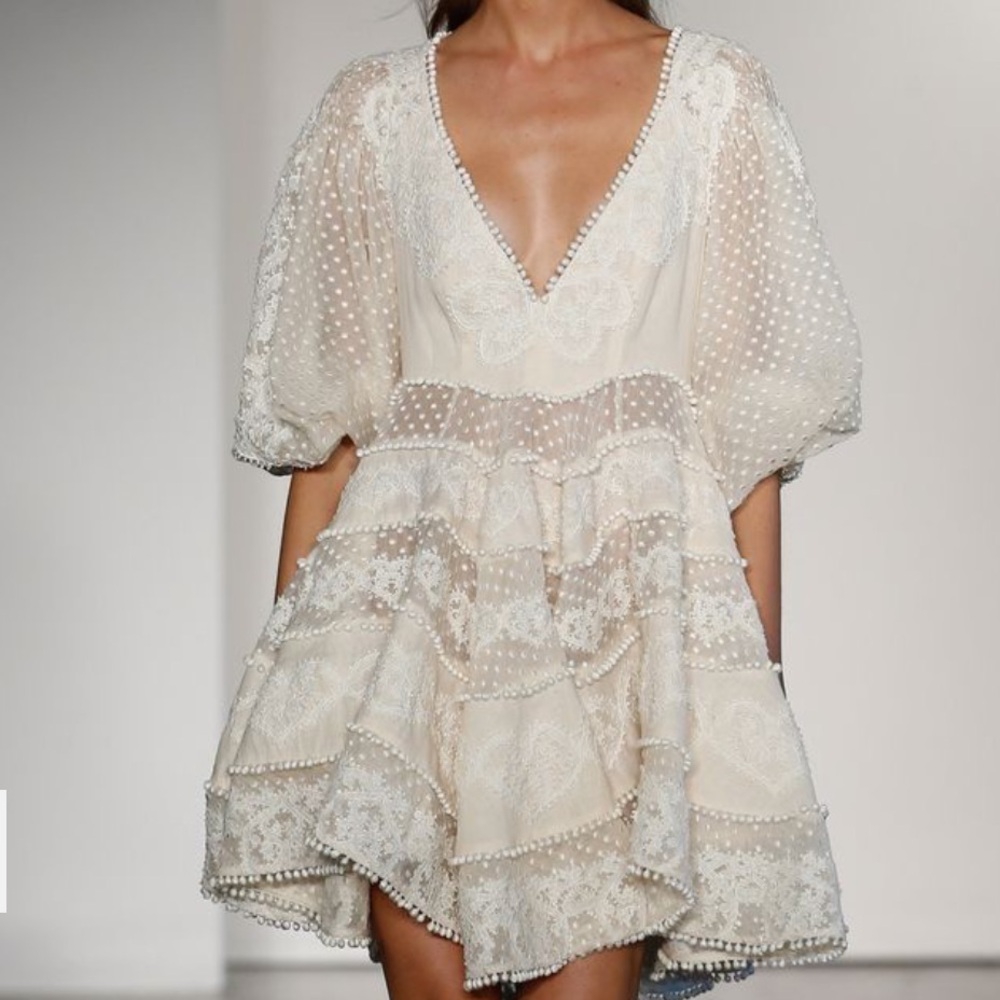 Zimmermann Ivory Lace-Accented dress
